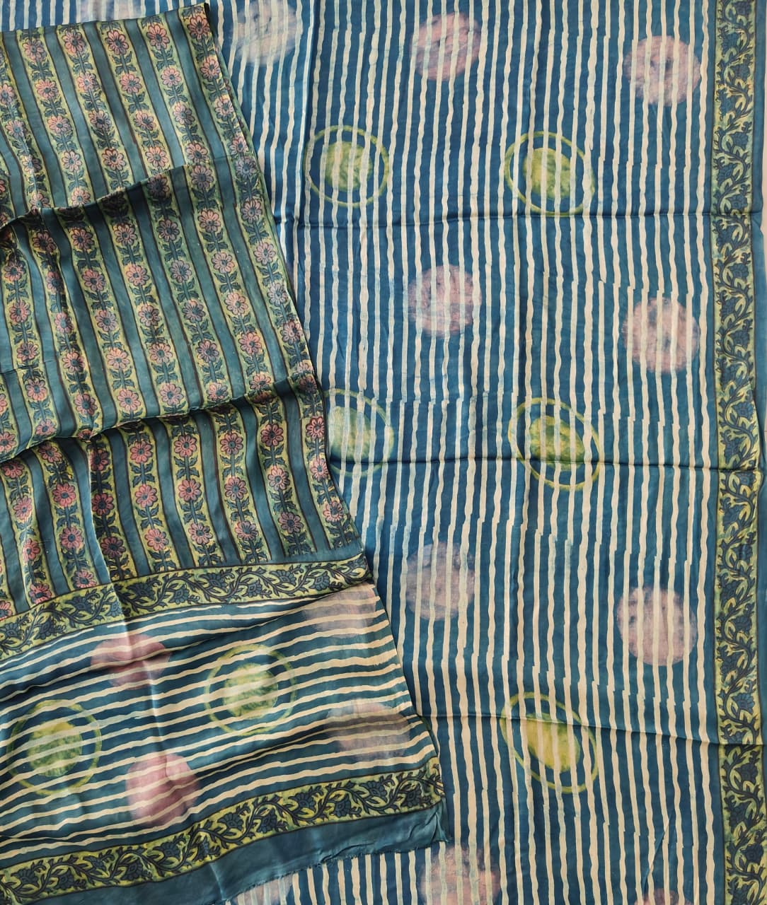 Vanaspati Ajrakh Hand Block Printed Suits Modal Silk Fabric (CIT138)