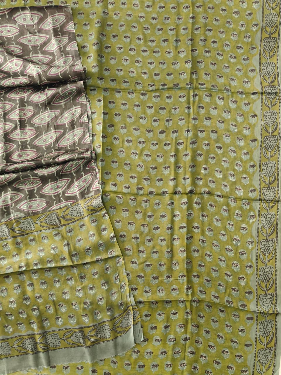 Vanaspati Ajrakh Hand Block Printed Suits Modal Silk Fabric (CIT139)