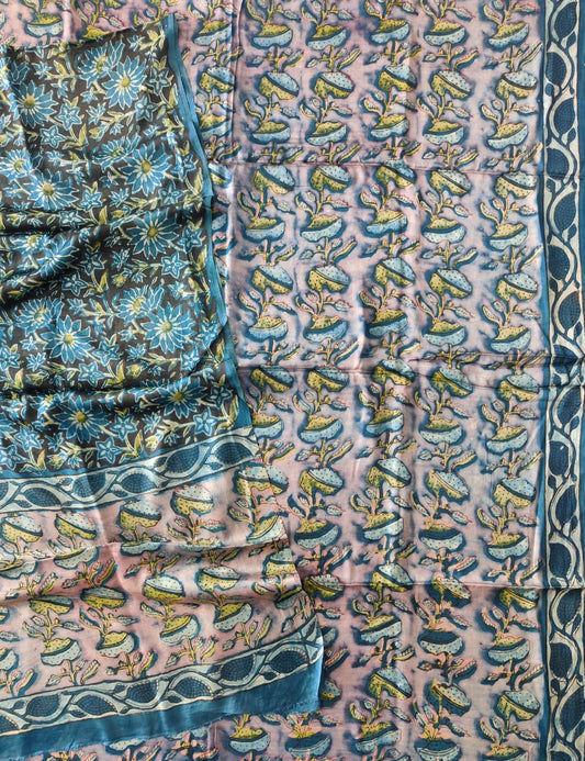Vanaspati Ajrakh Hand Block Printed Suits Modal Silk Fabric (CIT145)