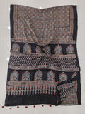 HAND BLOCK PRINTED AJRAKH MODAL SILK SAREE (CIG165)