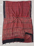 HAND BLOCK PRINTED AJRAKH MODAL SILK SAREE (CIG170)