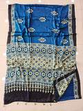 HAND BLOCK PRINTED AJRAKH MODAL SILK SAREE (CIG171)