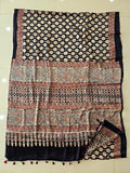 HAND BLOCK PRINTED AJRAKH MODAL SILK SAREE (CIG174)