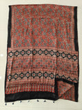 HAND BLOCK PRINTED AJRAKH MODAL SILK SAREE (CIG183)
