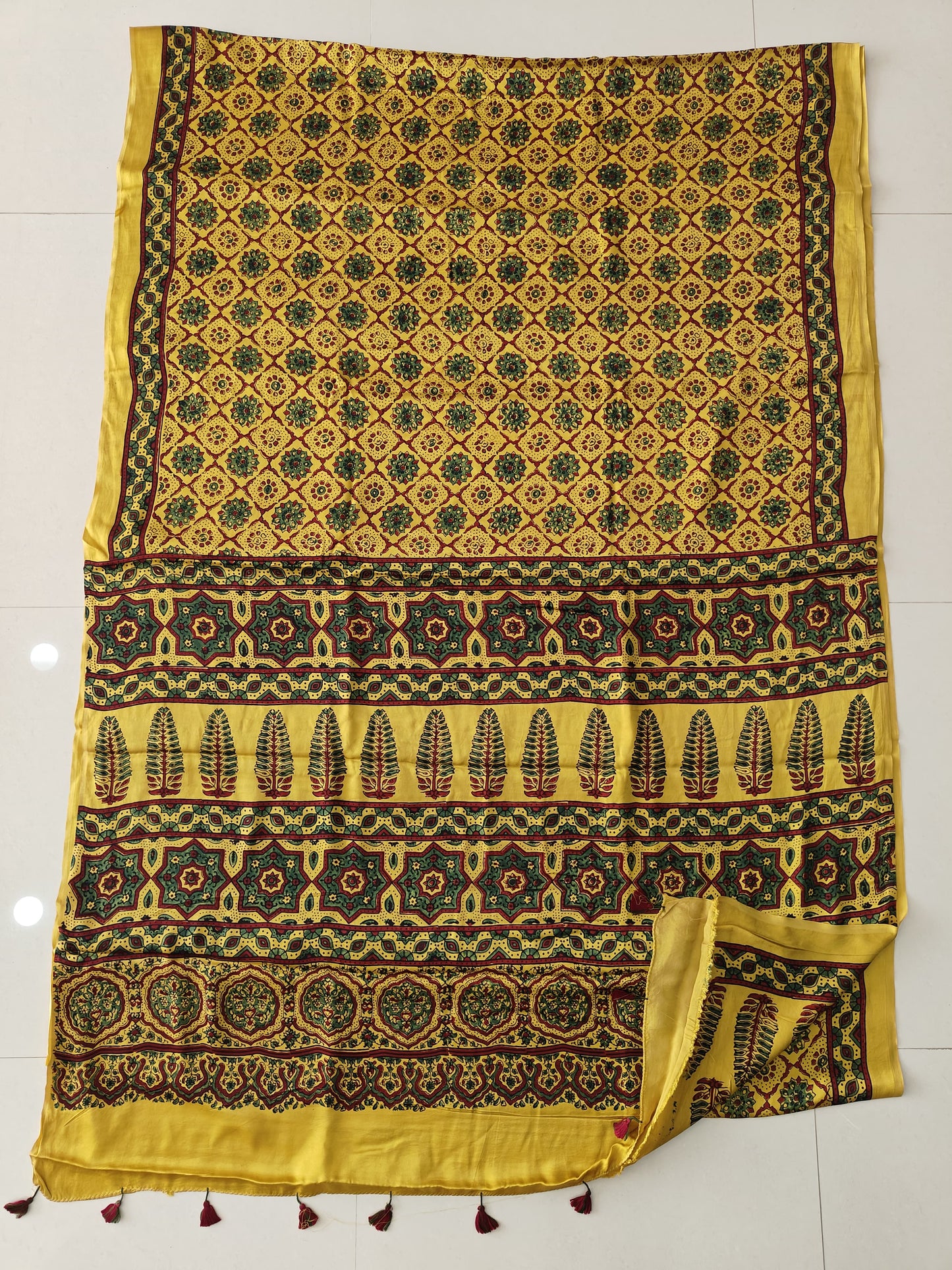 HAND BLOCK PRINTED AJRAKH MODAL SILK SAREE (CIG181)