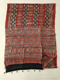 HAND BLOCK PRINTED AJRAKH MODAL SILK SAREE (CIG180)