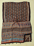 HAND BLOCK PRINTED AJRAKH MODAL SILK SAREE (CIG184)