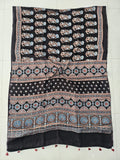 HAND BLOCK PRINTED AJRAKH MODAL SILK SAREE (CIG190)