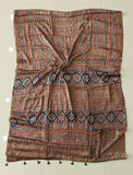 HAND BLOCK PRINTED AJRAKH MODAL SILK SAREE (CIG188)