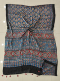 HAND BLOCK PRINTED AJRAKH MODAL SILK SAREE (CIG192)
