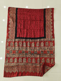 HAND BLOCK PRINTED  BANDHEJ AJRAKH MODAL SILK SAREE (CIX13)