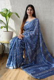 Jaipuri Hand Block Bagru Printed Maheshwari Silk Saree With Blouse (MSS192)