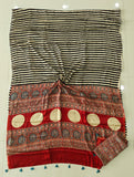 HAND BLOCK PRINTED AJARKH MODAL SILK SAREE (CIG124)