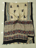 HAND BLOCK PRINTED AJARKH MODAL SILK SAREE (CIG129)
