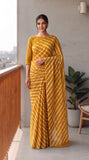 Premium Hand-Block Printed Jaipuri Lehariya Georgette Sarees (LHI03)
