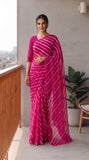 Premium Hand-Block Printed Jaipuri Lehariya Georgette Sarees (LHI05)