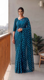 Premium Hand-Block Printed Jaipuri Lehariya Georgette Sarees (LHI06)