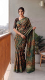 HAND BLOCK BAGRU PRINTED KOTA DORIYA SAREE WITH MULMUL BLOUSE (KDS119)