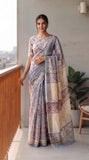 HAND BLOCK BAGRU PRINTED KOTA DORIYA SAREE WITH MULMUL BLOUSE (KDS121)