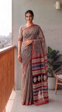 HAND BLOCK BAGRU PRINTED KOTA DORIYA SAREE WITH MULMUL BLOUSE (KDS129)