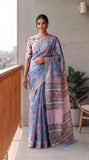 HAND BLOCK BAGRU PRINTED KOTA DORIYA SAREE WITH MULMUL BLOUSE (KDS126)