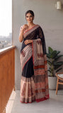 HAND BLOCK BAGRU PRINTED KOTA DORIYA SAREE WITH MULMUL BLOUSE (KDS133)
