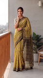 HAND BLOCK BAGRU PRINTED KOTA DORIYA SAREE WITH MULMUL BLOUSE (KDS136)