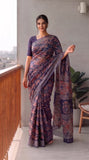 HAND BLOCK BAGRU PRINTED KOTA DORIYA SAREE WITH MULMUL BLOUSE (KDS137)