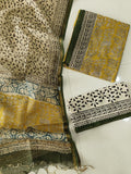 HAND BLOCK PRINTED KOTA DORIYA SUIT WITH KOTA DORIYA DUPPATA (FKS175)