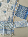 HAND BLOCK PRINTED KOTA DORIYA SUIT WITH KOTA DORIYA DUPPATA (FKS182)