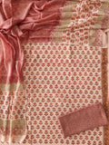 HAND BLOCK PRINTED COTTON 3-PIS SUIT WITH MULMUL DUPPATA (CMS174)