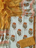 HAND BLOCK PRINTED COTTON 3-PIS SUIT WITH MULMUL DUPPATA (CMS175)