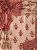 HAND BLOCK PRINTED COTTON 3-PIS SUIT WITH MULMUL DUPPATA (CMS177)