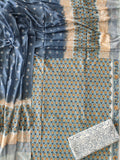HAND BLOCK PRINTED COTTON 3-PIS SUIT WITH MULMUL DUPPATA (CMS181)