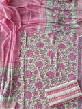 HAND BLOCK PRINTED COTTON 3-PIS SUIT WITH MULMUL DUPPATA (CMS186)
