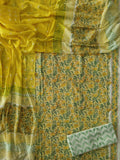 HAND BLOCK PRINTED COTTON 3-PIS SUIT WITH MULMUL DUPPATA (CMS192)