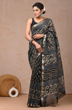 Jaipuri Hand Block Bagru Printed Maheshwari Silk Saree With Blouse (MSS198)