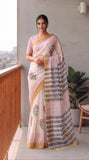 Hand Brush Painted Chiffon Saree with Blouse ( CIA89)
