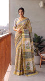 Hand Brush Painted Chiffon Saree with Blouse ( CIA90)