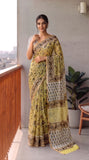 Hand Brush Painted Chiffon Saree with Blouse ( CIA69)