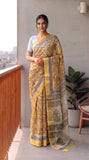 Hand Brush Painted Chiffon Saree with Blouse ( CIA84)