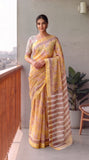 Hand Brush Painted Chiffon Saree with Blouse ( CIA87)