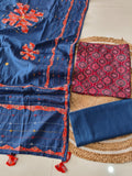 Ajarkh  Print Suit Pcs With Patch Work And Mirror Work Dupatta (ASC70)