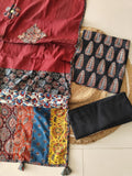 Ajarkh  Print Suit Pcs With Patch Work And Mirror Work Dupatta (ASC71)
