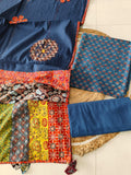 Ajarkh  Print Suit Pcs With Patch Work And Mirror Work Dupatta (ASC069)