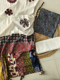 Ajarkh  Print Suit Pcs With Patch Work And Mirror Work Dupatta (ASC73)