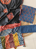 Ajarkh  Print Suit Pcs With Patch Work And Mirror Work Dupatta (ASC74)