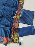 Ajarkh  Print Suit Pcs With Patch Work And Mirror Work Dupatta (ASC54)