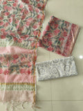 HAND BLOCK PRINTED KOTA DORIYA SUIT WITH KOTA DORIYA DUPPATA (FKS187)