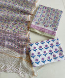 HAND BLOCK PRINTED KOTA DORIYA SUIT WITH KOTA DORIYA DUPPATA (FKS190)